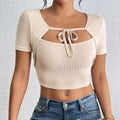 Silky Textured Crop Top – Chic Asymmetrical Collar Top for Casual & Formal Wear