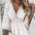 Lace Embroidered Romance Dress - Sweet and Fresh Floral Cotton Dress for Women