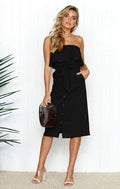 Summer Sun Strapless Button-Down Dress