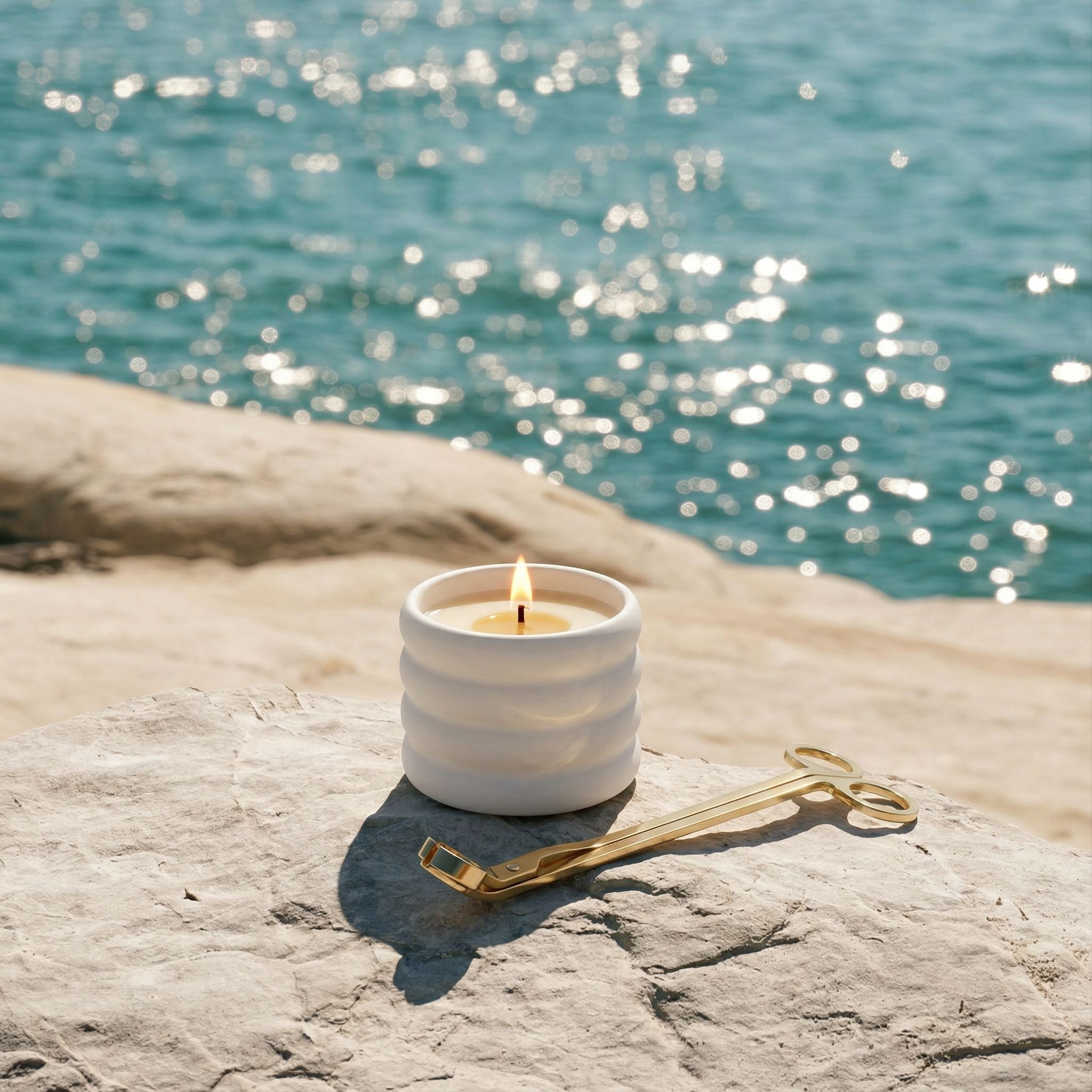 Soy Wax Ceramic Candle & Wick Trimmer Set