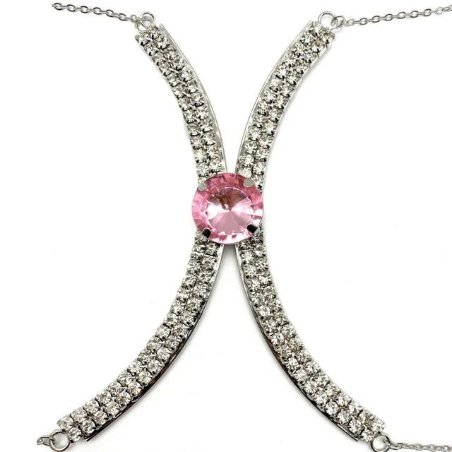Luxury Rhinestone U-Shape Chest Chain – Shimmering Water Drop Pendant Bikini Bra Body Jewelry for Festivals & Beachwear