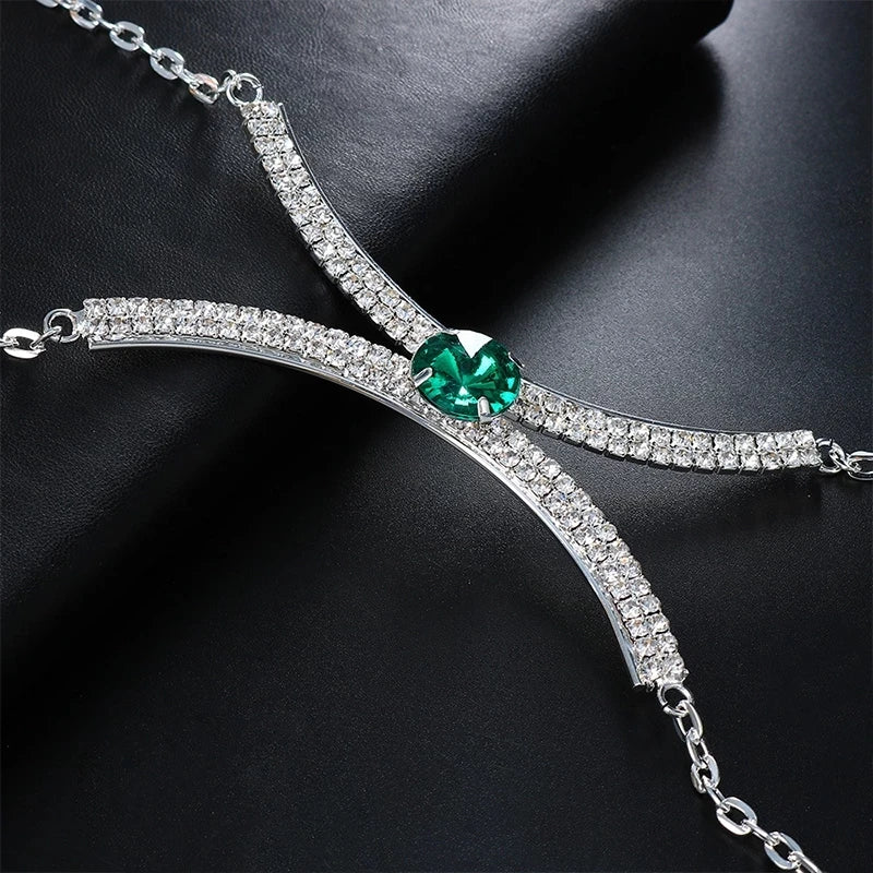 Luxury Rhinestone U-Shape Chest Chain – Shimmering Water Drop Pendant Bikini Bra Body Jewelry for Festivals & Beachwear