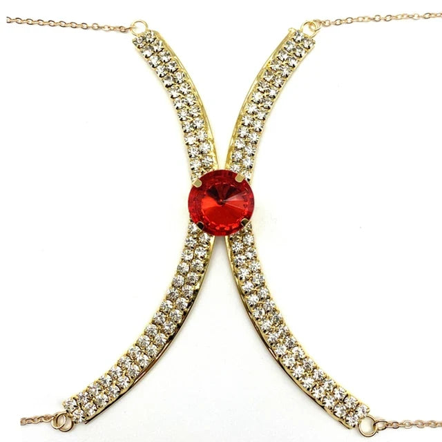 Luxury Rhinestone U-Shape Chest Chain – Shimmering Water Drop Pendant Bikini Bra Body Jewelry for Festivals & Beachwear