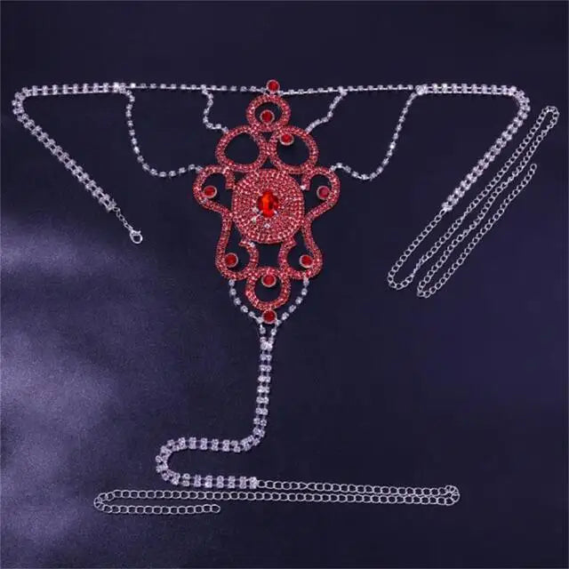 Luxury Rhinestone Lingerie Body Chain Set – Shimmering Crystal Bra & Thong Waist Harness Set for Festivals, Raves & Exotic Clubwear