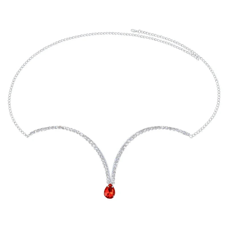 Luxury Rhinestone U-Shape Chest Chain – Shimmering Water Drop Pendant Bikini Bra Body Jewelry for Festivals & Beachwear