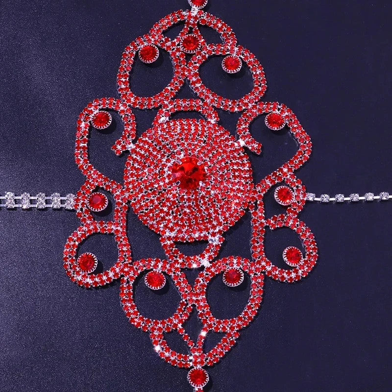Luxury Rhinestone Lingerie Body Chain Set – Shimmering Crystal Bra & Thong Waist Harness Set for Festivals, Raves & Exotic Clubwear