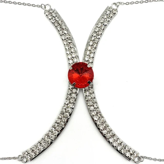Luxury Rhinestone U-Shape Chest Chain – Shimmering Water Drop Pendant Bikini Bra Body Jewelry for Festivals & Beachwear