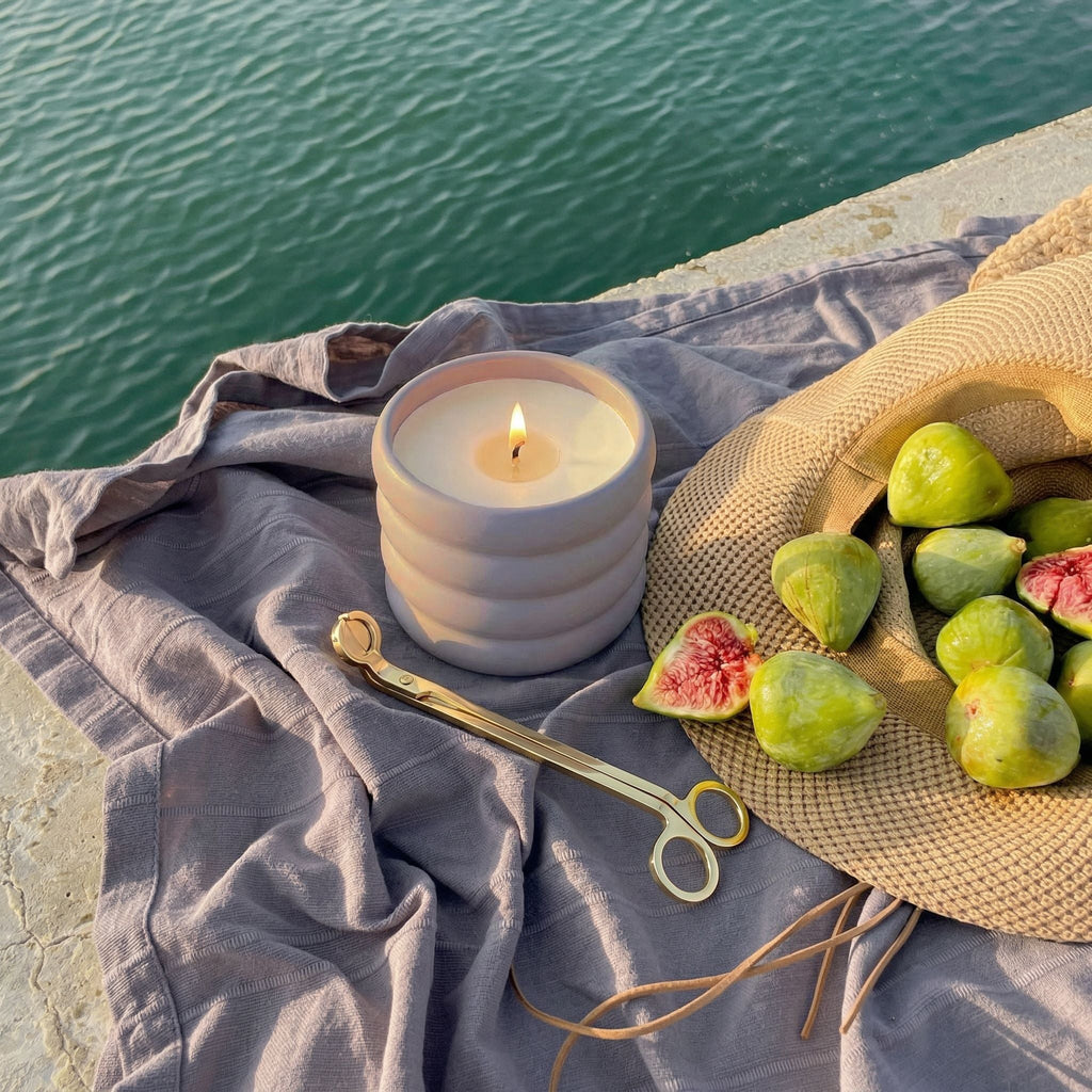 Soy Wax Ceramic Candle & Wick Trimmer Set
