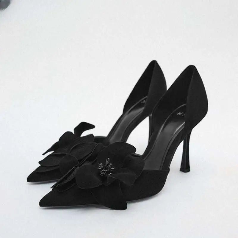Magenta Flower High Heels Pointed Toe Beautiful Pumps