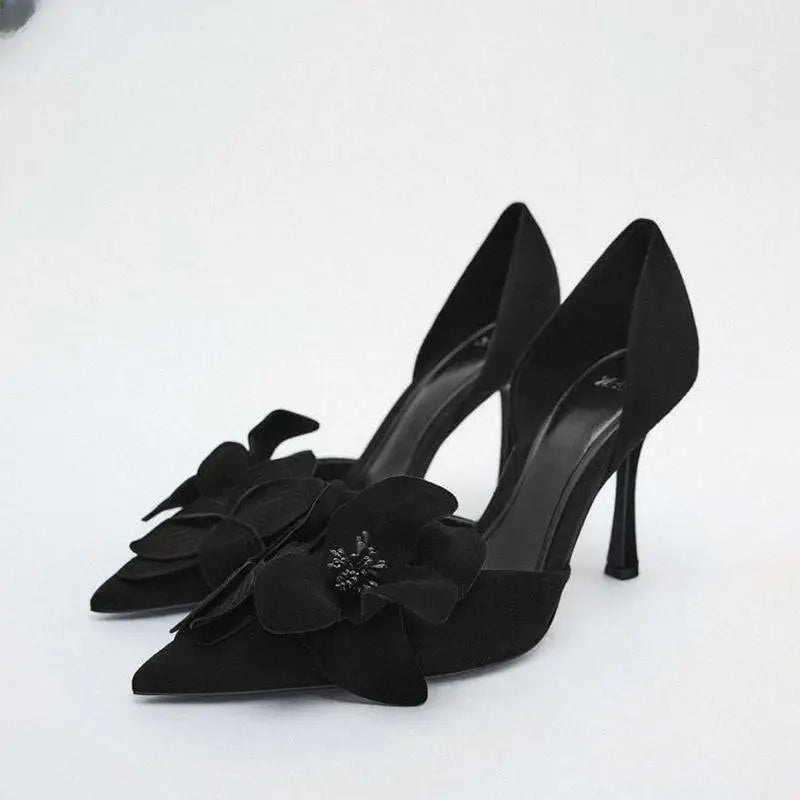 Magenta Flower High Heels Pointed Toe Beautiful Pumps