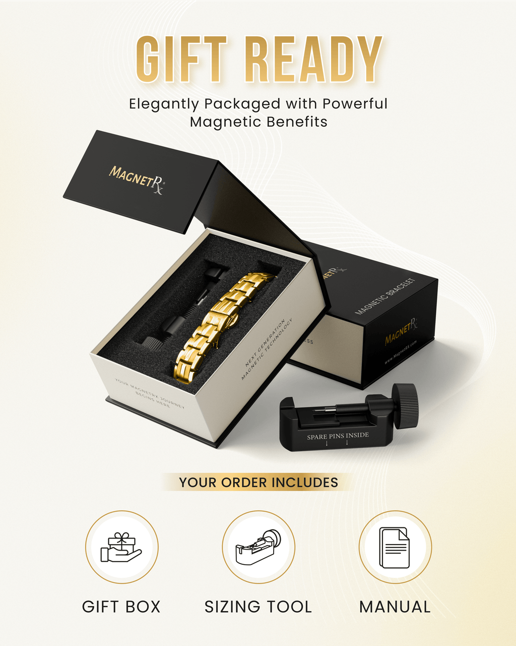 EllipseMAX Magnetic Bracelet for Men (Gold)