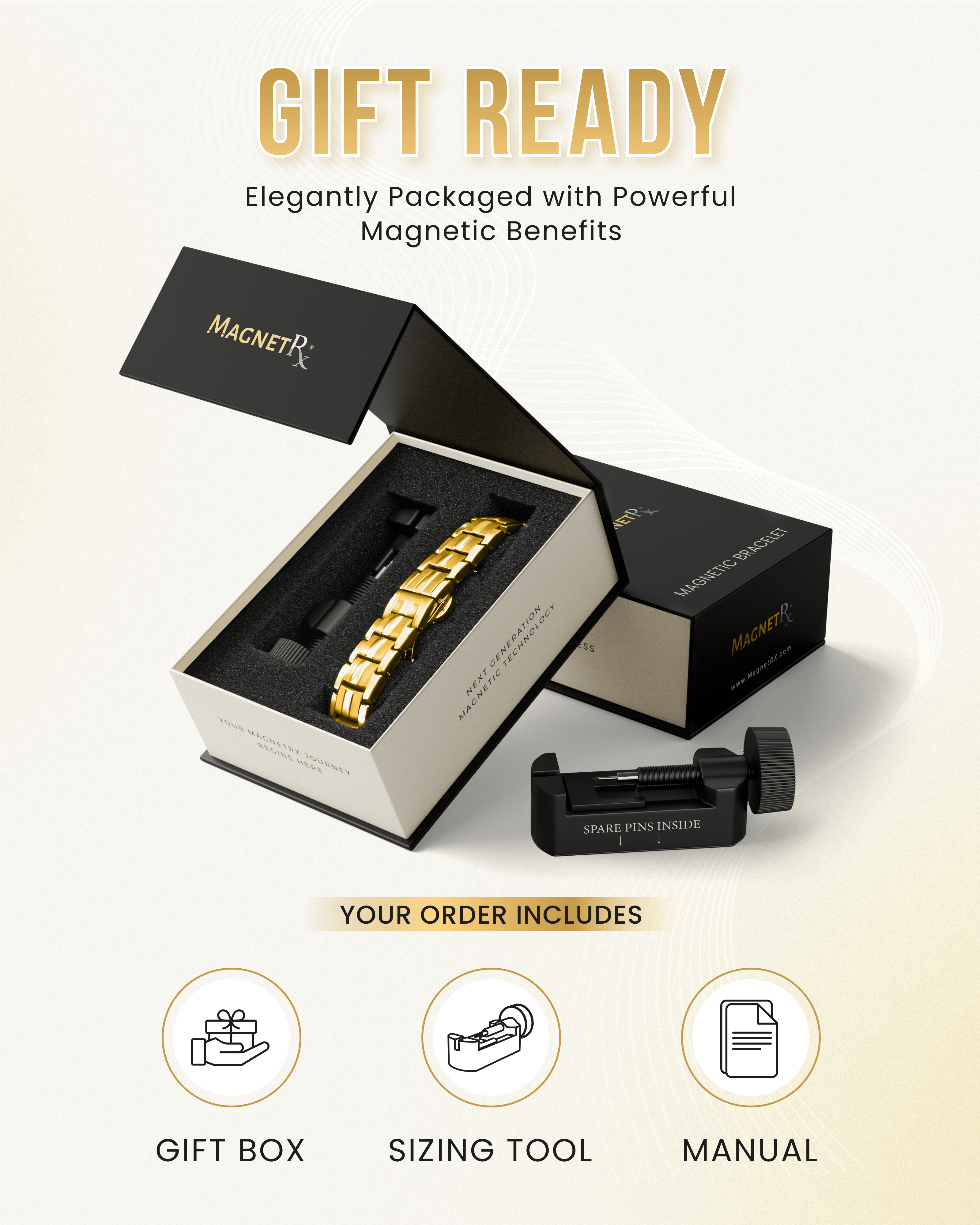 EllipseMAX Magnetic Bracelet for Men (Gold)