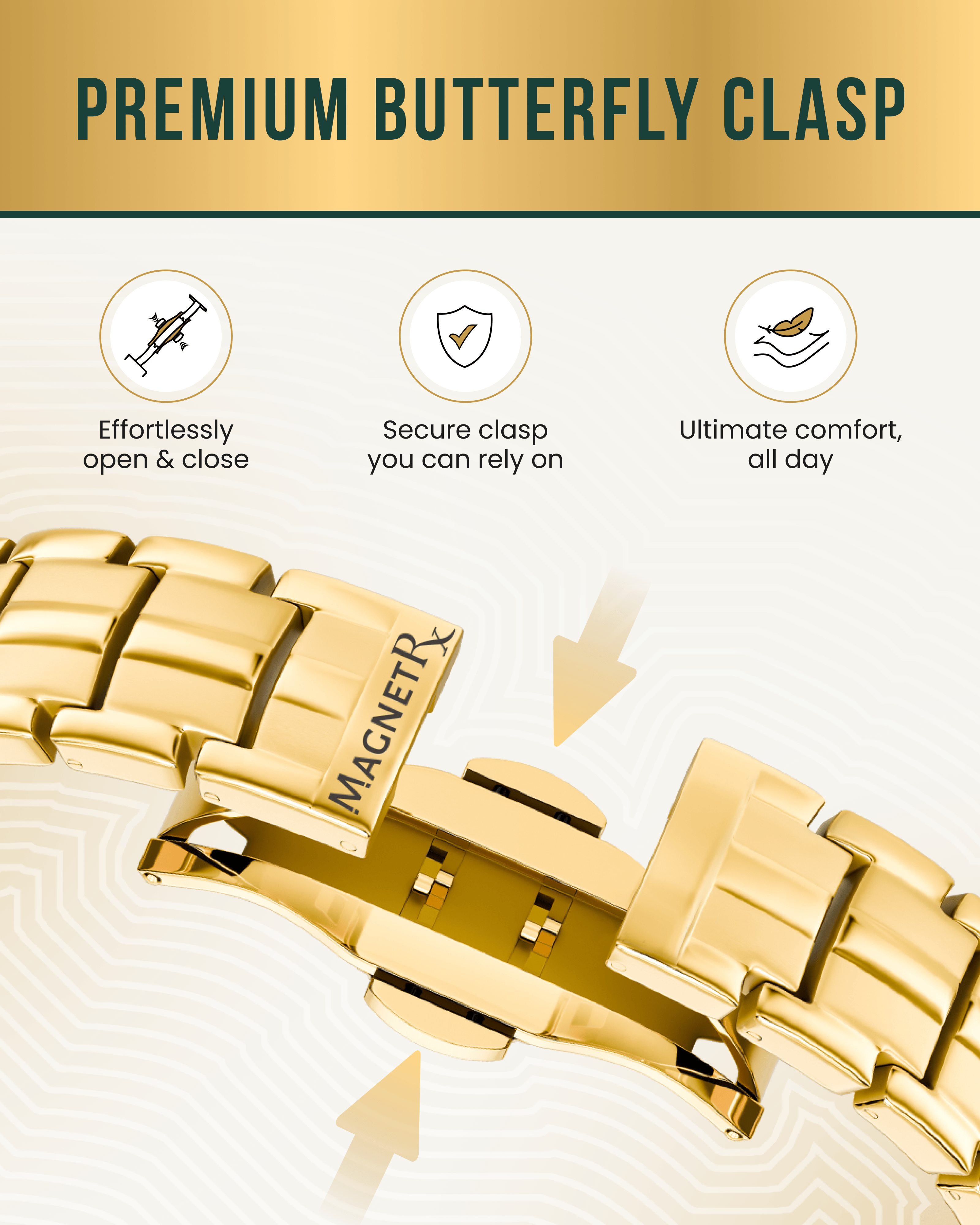 EllipseMAX Magnetic Bracelet for Men (Gold)