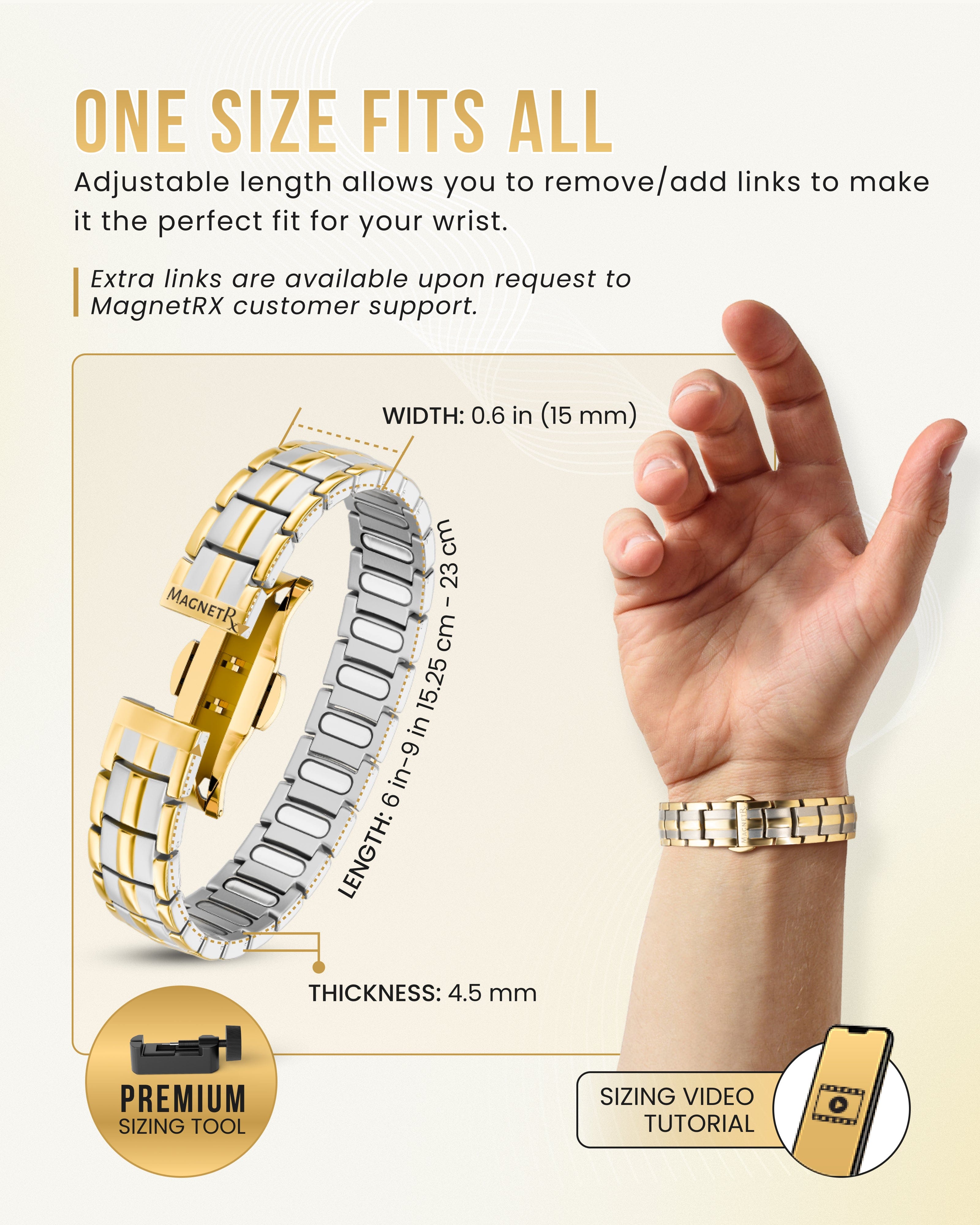 EllipseMAX Magnetic Bracelet for Men (Silver & Gold)