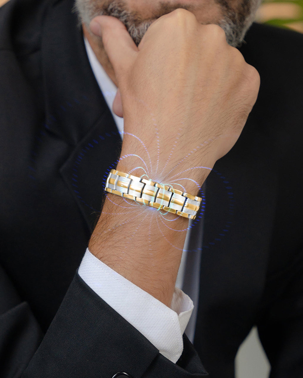 EllipseMAX Magnetic Bracelet for Men (Silver & Gold)