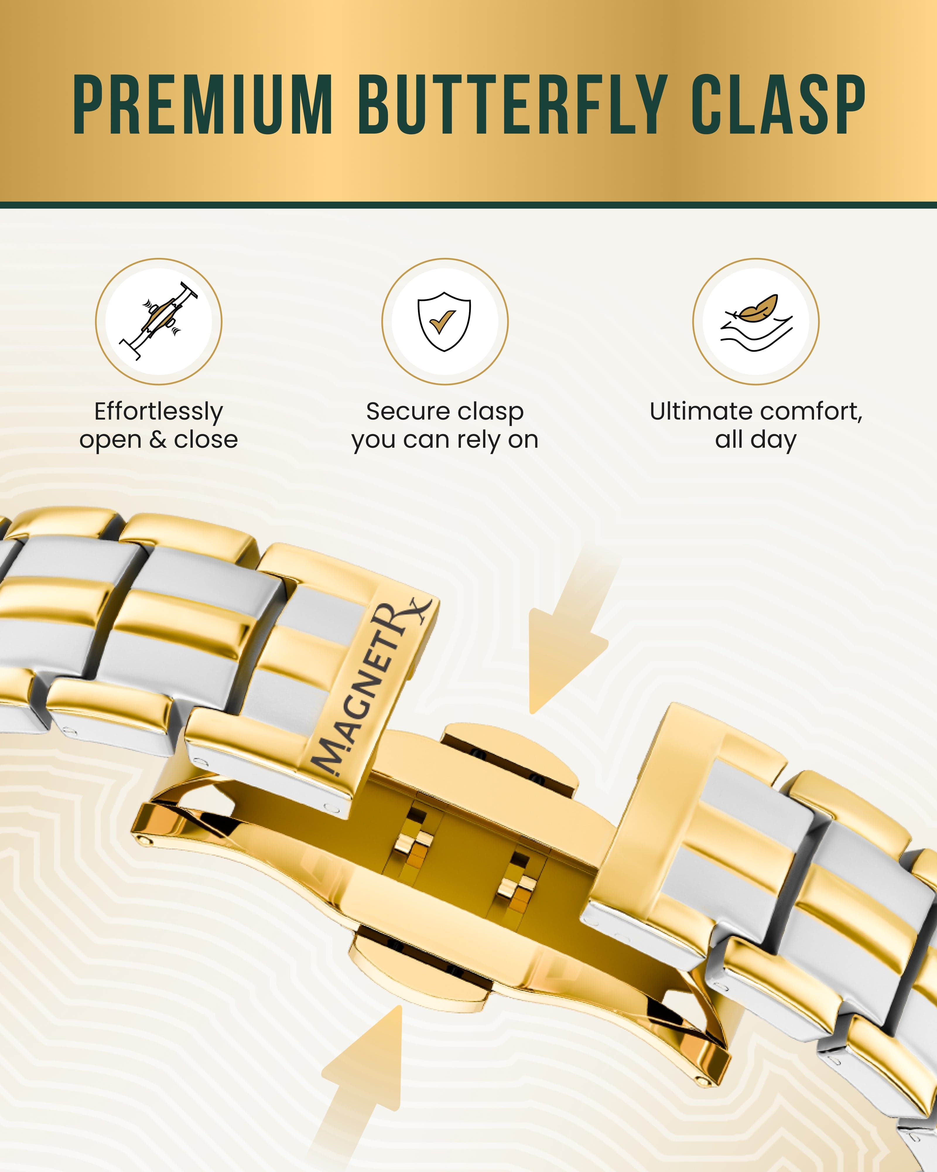 EllipseMAX Magnetic Bracelet for Men (Silver & Gold)