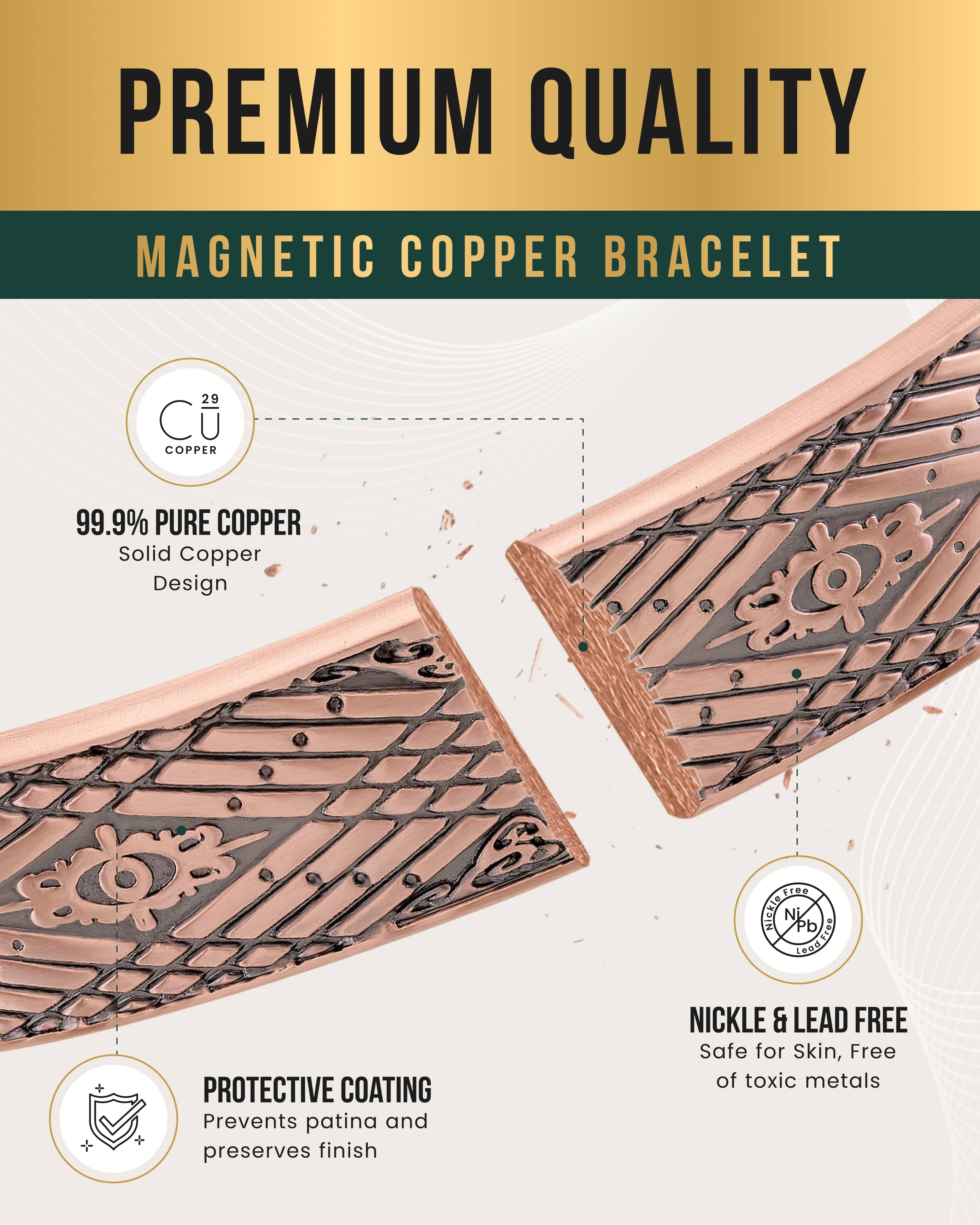 Stamped Celtic Mist Magnetic Copper Bracelet Cuff for Men