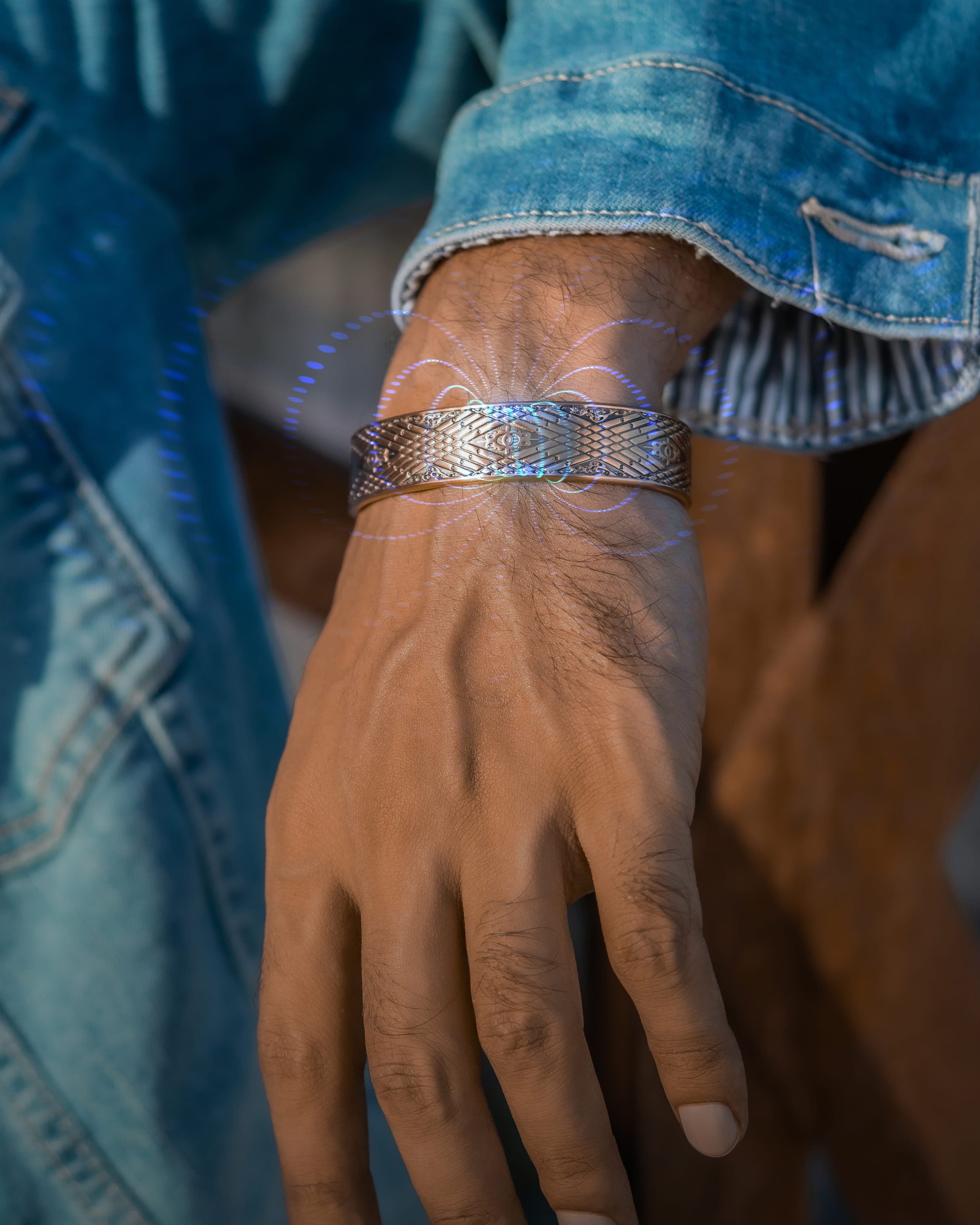 Stamped Celtic Mist Magnetic Copper Bracelet Cuff for Men