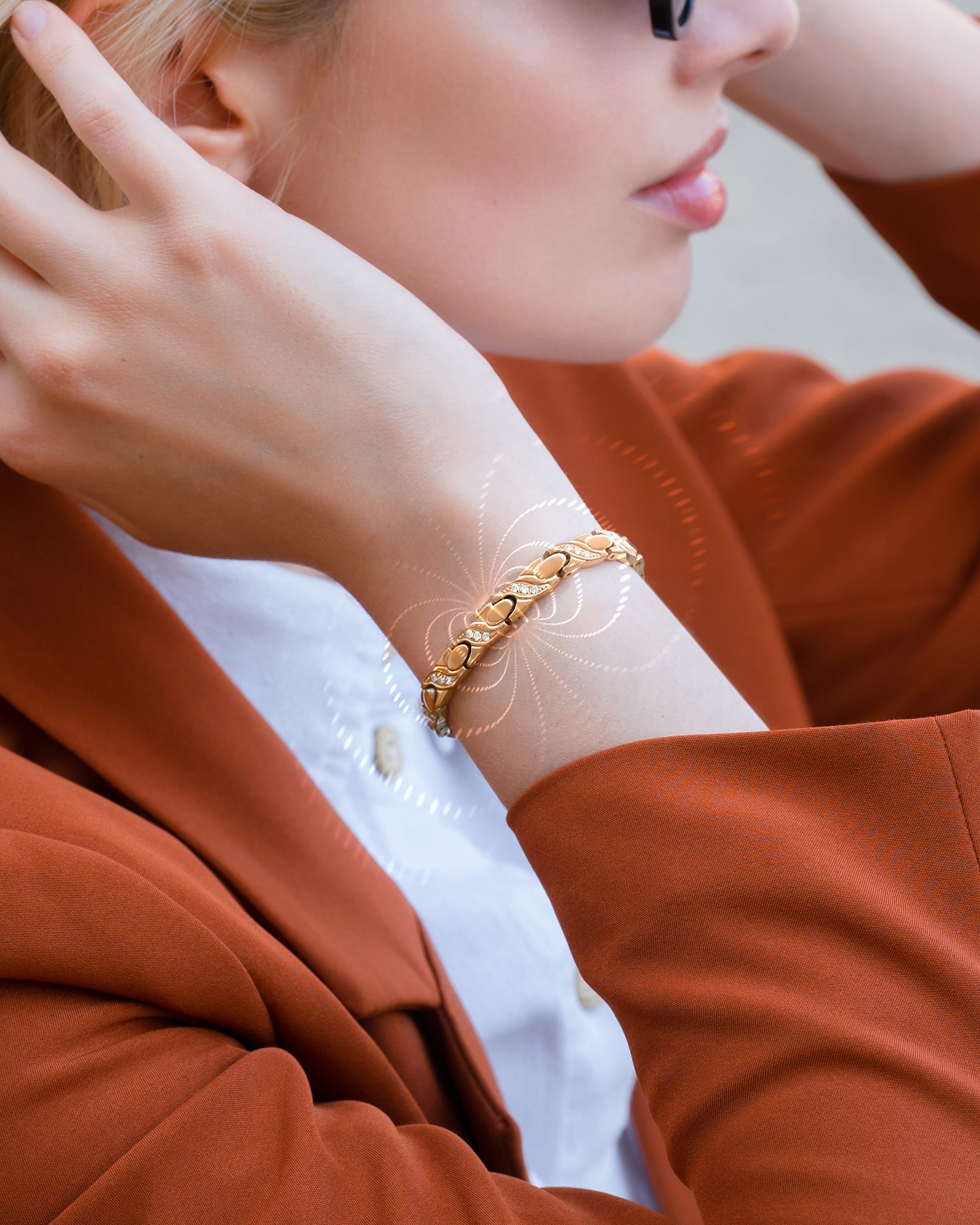 Women's Ultra Strength Magnetic Bracelet Crystal XO (Rose Gold)