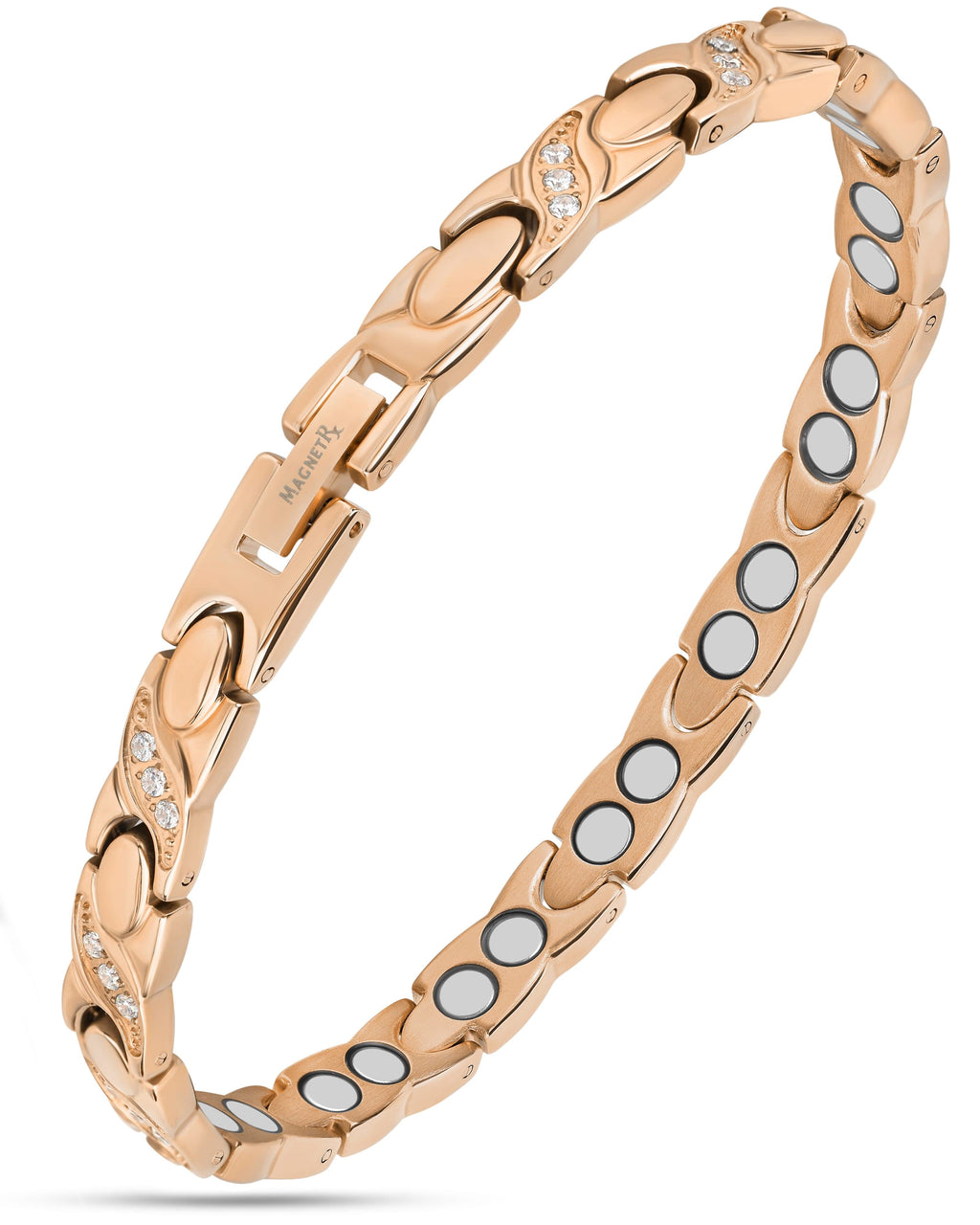 Women's Ultra Strength Magnetic Bracelet Crystal XO (Rose Gold)