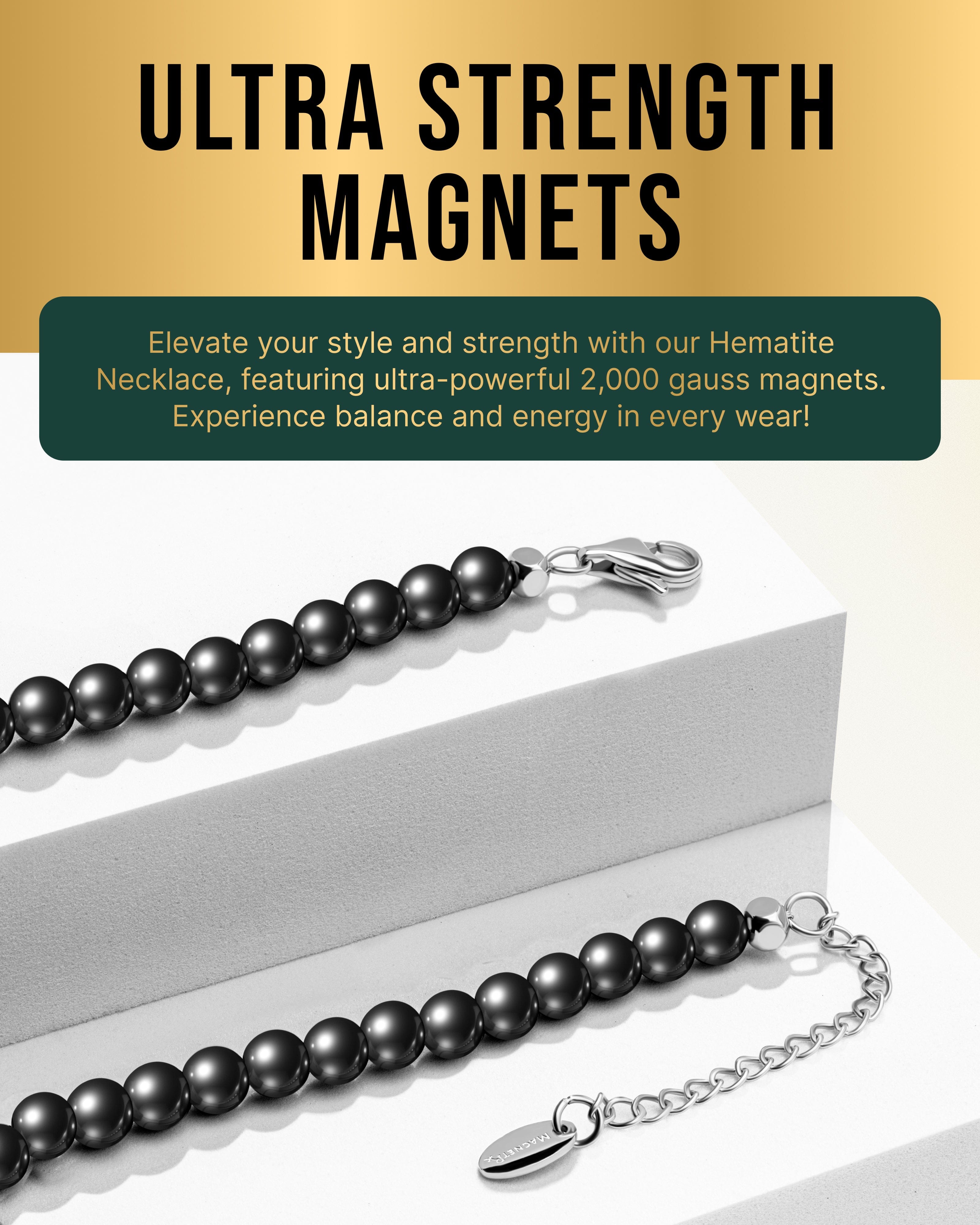 Magnetic Hematite Necklace (6mm Round Beads)