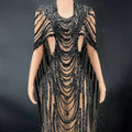 Red Beaded Celebrate Crystal Sequin Evening Gown