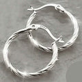 S925 Sterling Silver Geometric Twist Circle Hoop Earrings