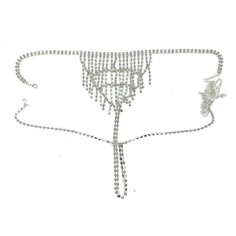 Silver Rhinestone Waist Chain Jewelry