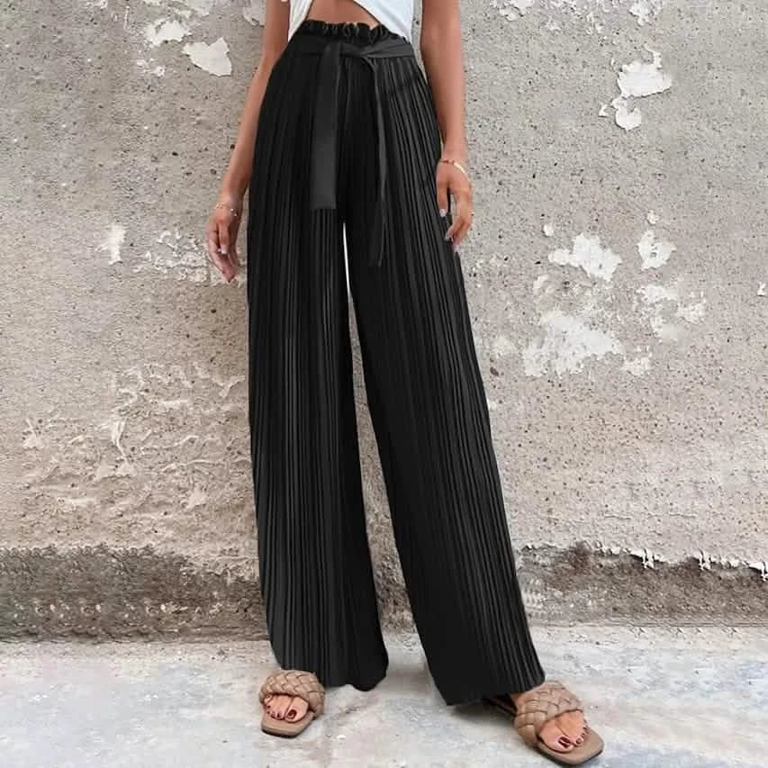Women's High-Waisted Straight-Leg Strappy Pants