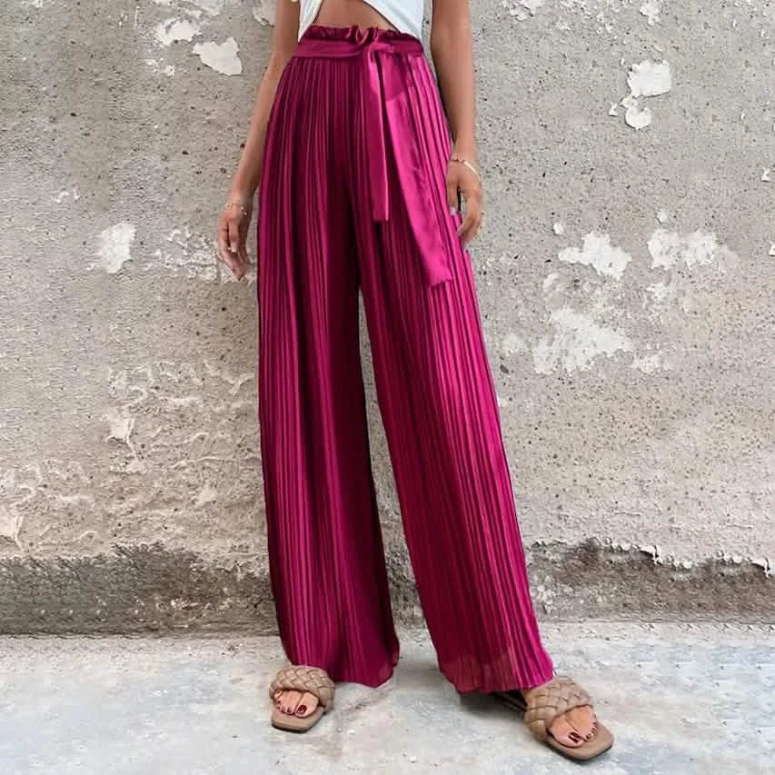 Women's High-Waisted Straight-Leg Strappy Pants