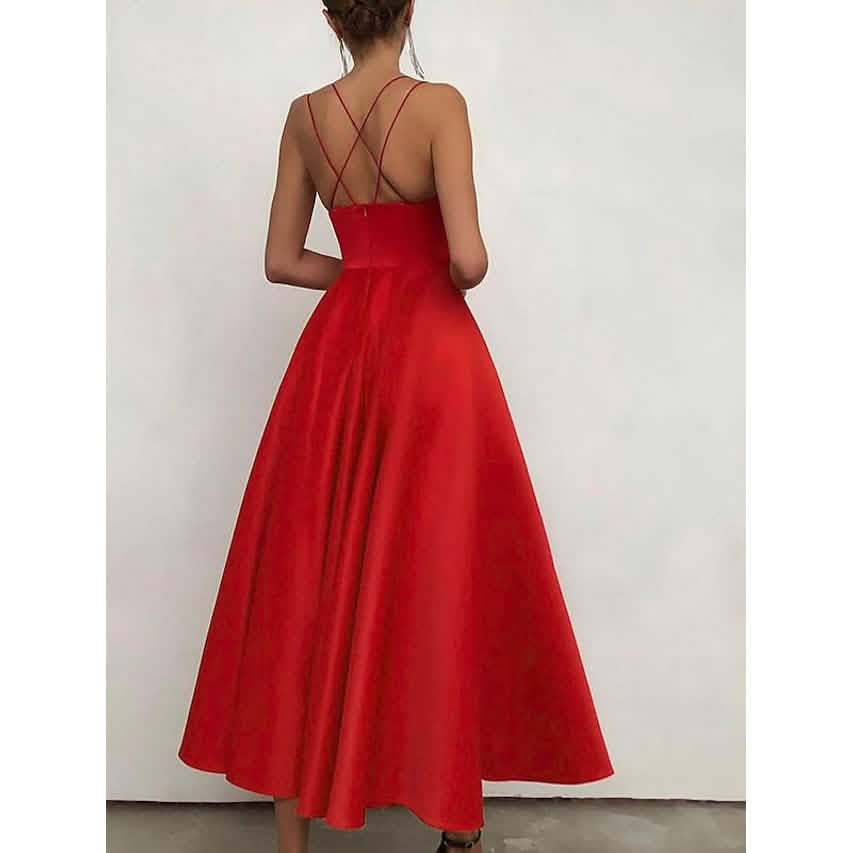 Women's Sleeveless Solid Color Open Back Maxi Dress