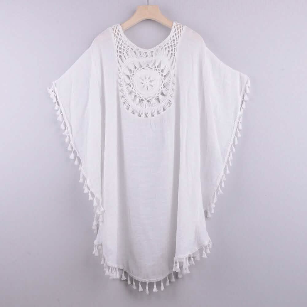 Women's Swimwear Cover Up Beach Dress Tassel Printing Hole